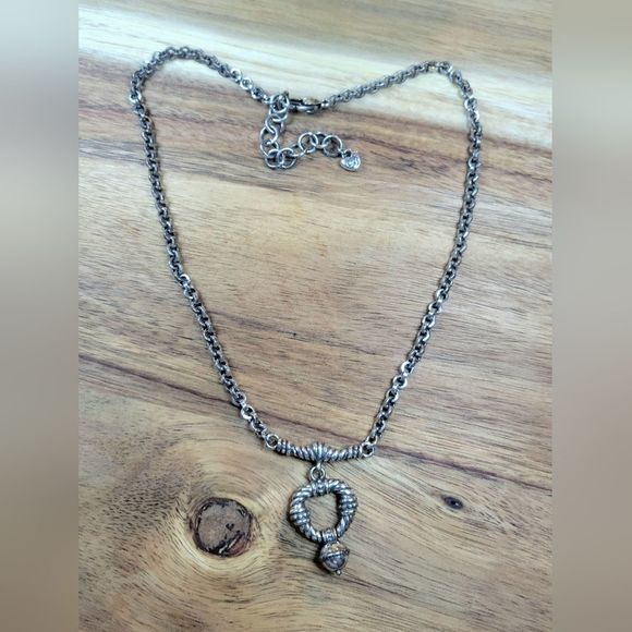 🌕 CLEARANCE BRIGHTON Twisted Wrapped Silver Plated Heart Necklace RETIRED - Picture 1 of 5